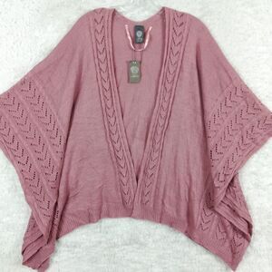 Vince Camuto Womens Shawl Wrap Loose Knit Mauve Pink Open Front Sweater O/ S New